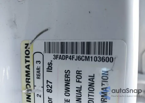 2012 Ford Fiesta Ses z USA, uszkodzony, nr VIN 3FADP4FJ6CM103600